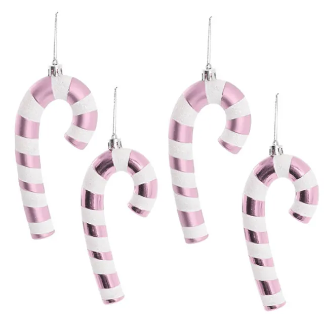 Hanging Striped Candy Cane Pack 4 Pink (2x6.5x17cmH)
