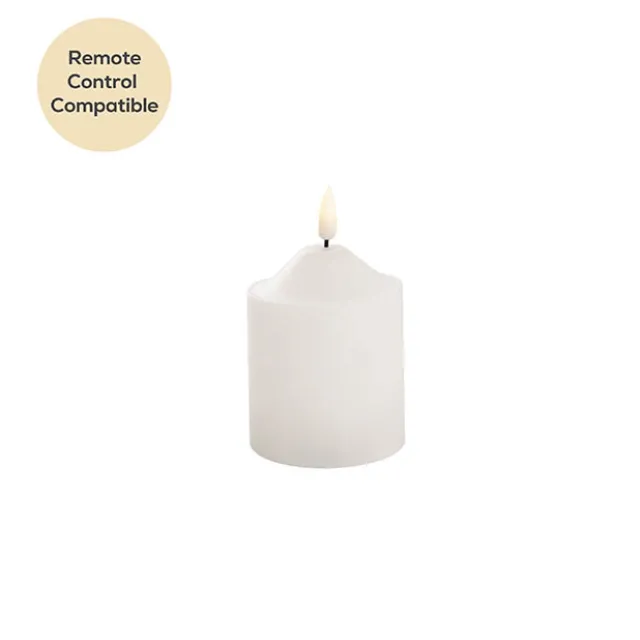 Wax LED Trueflame Flickering Pillar Candle White (7.5X10cmH)
