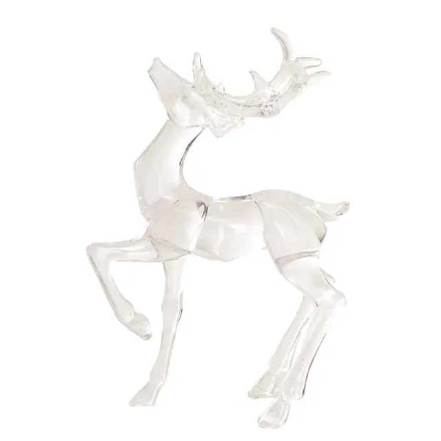 One Leg Up Standing Acrylic Reindeer Clear (16.5cmH)