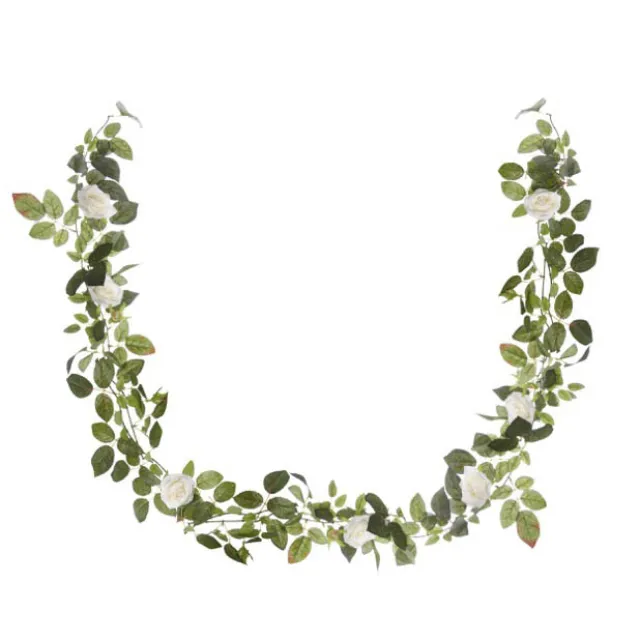 Rose Garland x9 Flowers White (140cmL)
