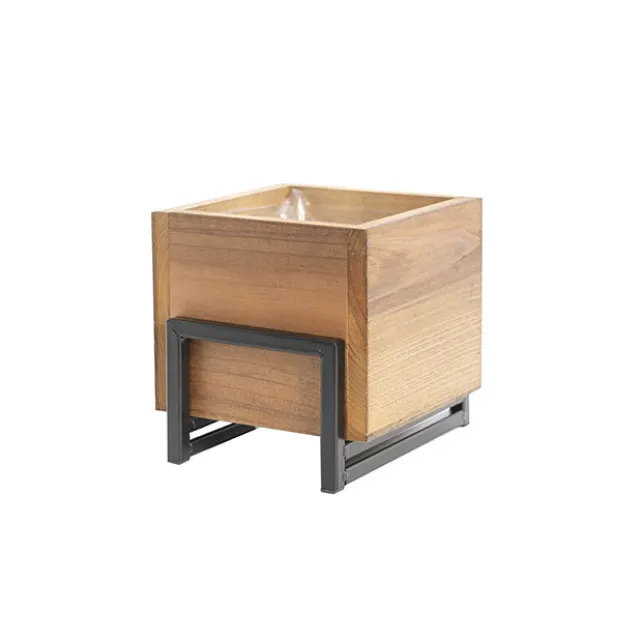 Organic Reclaimed Wooden Pot Planter With Stand 18x16x18cmH