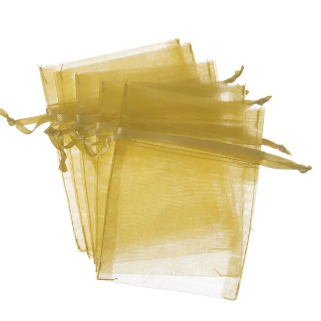 Organza Gift Bomboniere Bag Medium Gold Pack 10(12.5x17cmH)