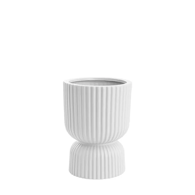 Ceramic Cyprus Egg Cup Vase Matte White (12Dx16cmH)
