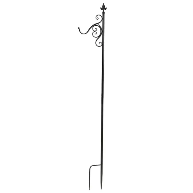 Outdoor Metal Shepherd's Hook Tall Single Stand Black (2mH)