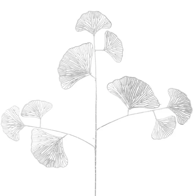 Ginkgo Leaf Spray Metallic Silver (70cmH)