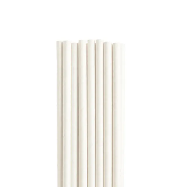 Paper Straws Plain White (20cmH 6mmDia) Pack 50