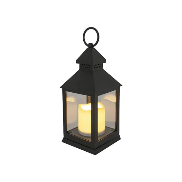 Vintage Lantern With LED Candle Black (10.5Dx24cmH)