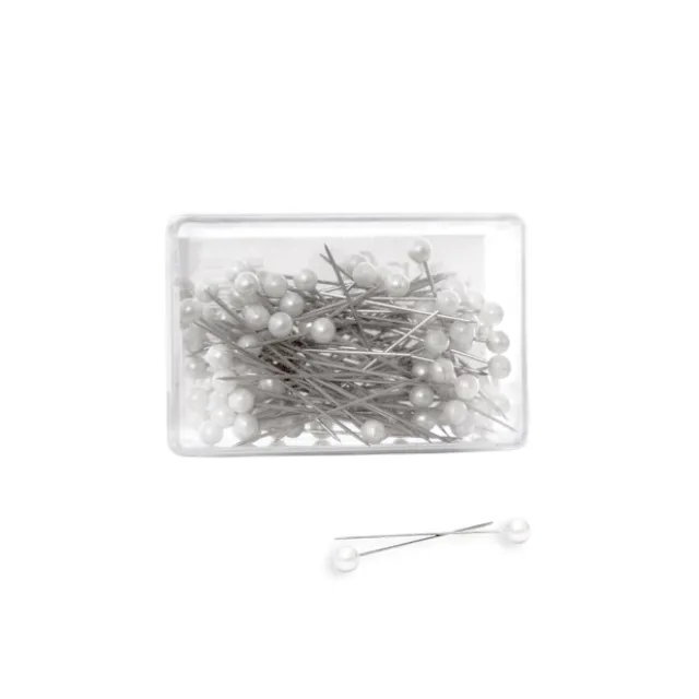 Pearl Pins Round Head Bulk 100 Pack White (4mm x 3.7cm)