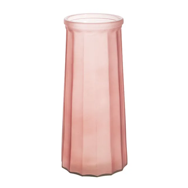 Glass Lynne Conical Vase Matte Pink (9.3x11x24.5cmH)
