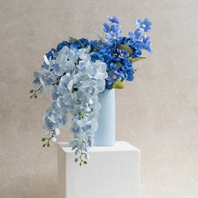 Phalaenopsis Orchid Real Look 8 Flowers White Blue (78cmH)