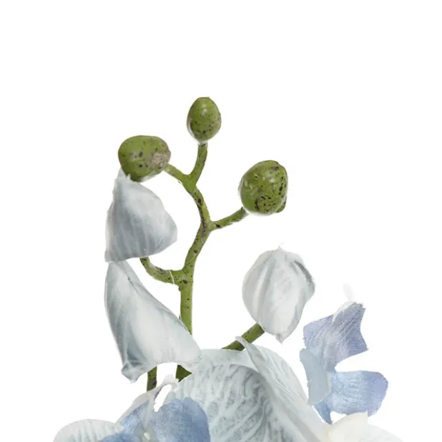 Phalaenopsis Orchid Real Look 8 Flowers White Blue (78cmH)