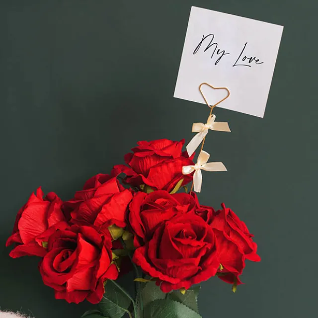 Pick Card Holder Metal Heart Gold Pack 10 (3.2cmx34cmL)