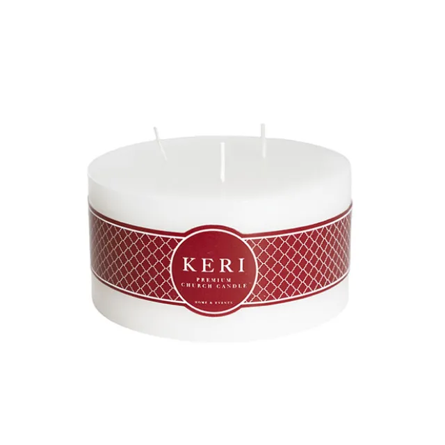 Pillar Candle 3 Wick 80Hr White (15x7.5cmH)