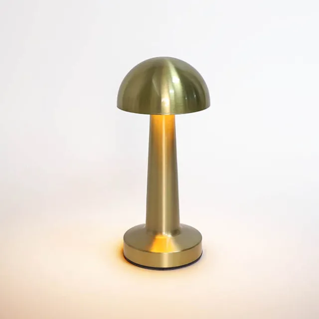 Portable Cordless LED Mushroom Table Lamp Gold (21.5cmH)