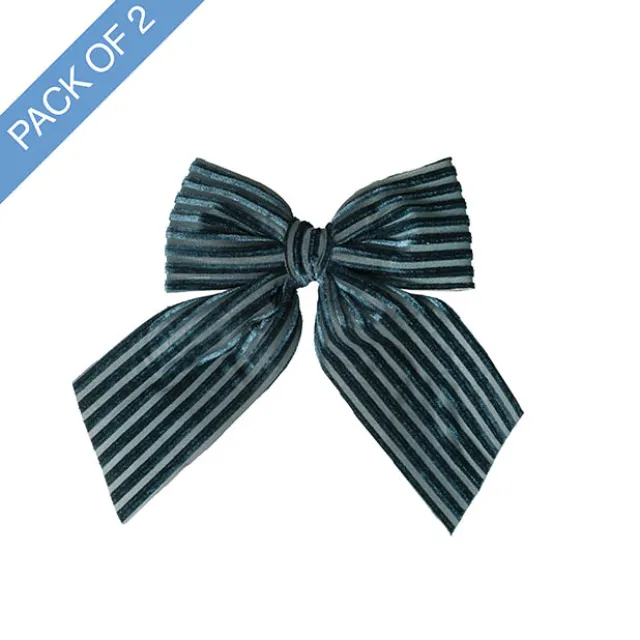 Pre-Made Bow Deluxe Velvet Ribbed Pack 2 Green (14Wx18cm)