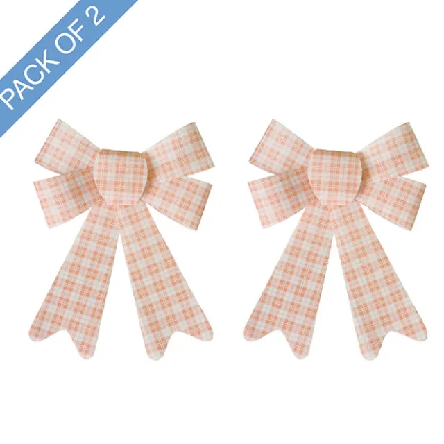 Pre-Made Bow Fabric Top Checkers Just Peachy Pack 2(14x19cm)