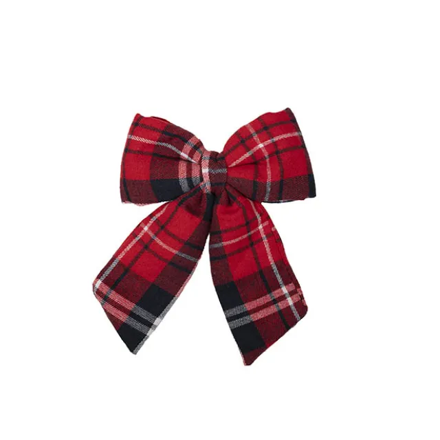 Pre-Made Bow Fabric Tartan Plaid Red (14Wx18cm)