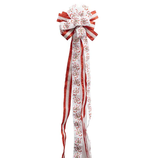 Pre-Made Bow Luxury Tree Topper Red & White (33Wx113Lcm)
