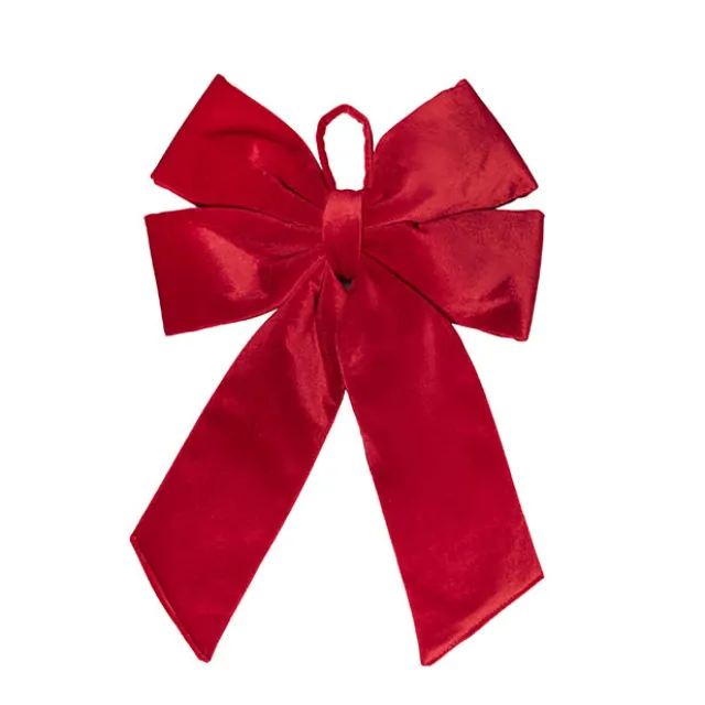 Pre-Made Bow Plush Fabric Double Loop Large Red (30Wx35cm)