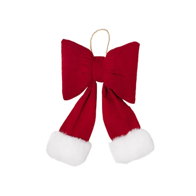 Pre-Made Bow Plush Velvet Christmas Trim Red (13Wx20cm)