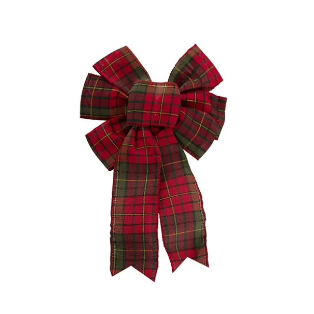 Pre-Made Bow Ribon Bow Tartan 6 Loops Red (20Wx26L)