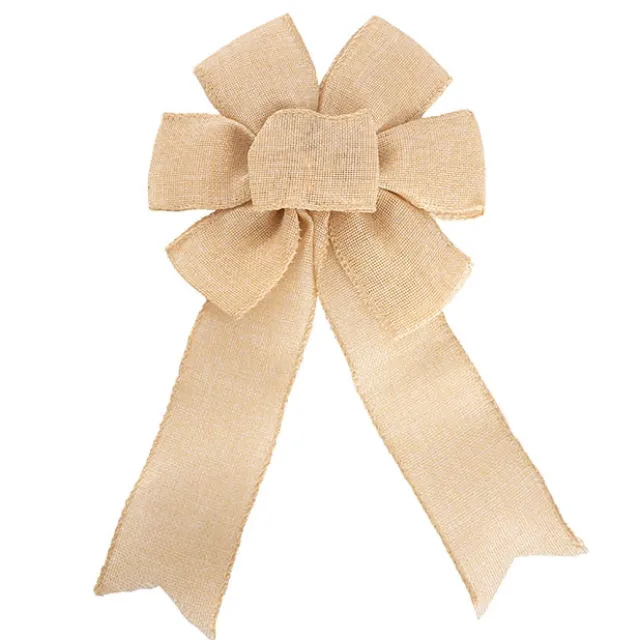 Pre-Made Bow Ribon Bow Linen 6 Loops Natural (20Wx26L)