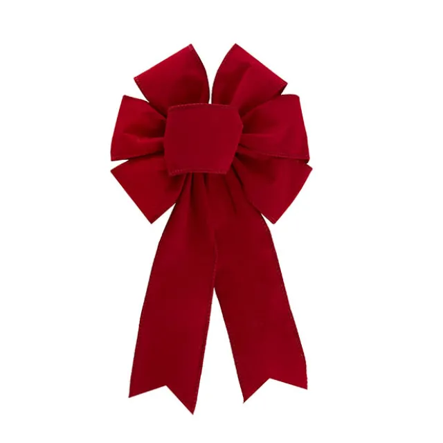Pre-Made Bow Ribon Bow Velvet 6 Loops Red (20Wx26L)