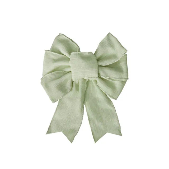Pre-Made Bow Rustic Linen 6 Loops Sage Green (20x26cm)