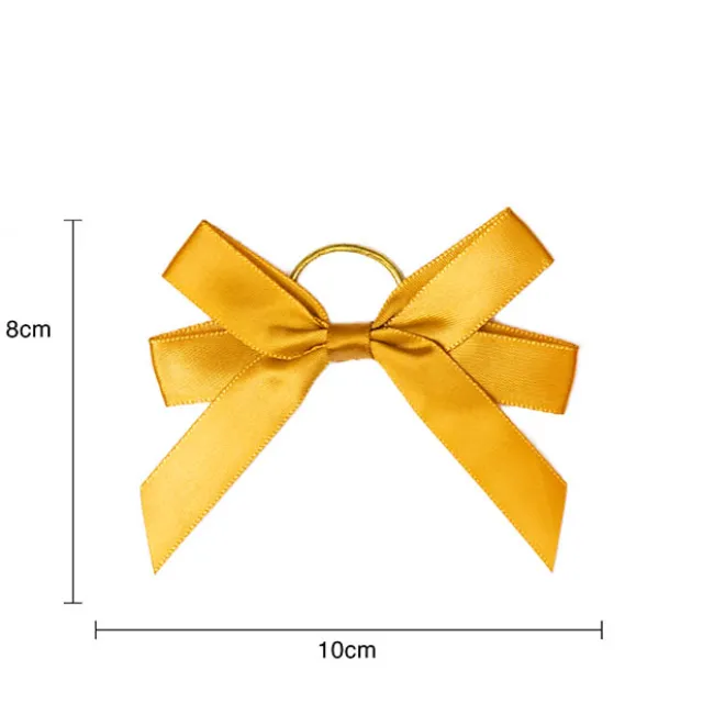 Pre-Made Bow Satin 15mm & Elastic Tie Pk6 Red Gold (10*8cm)