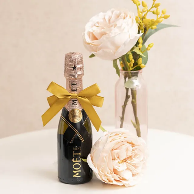 Pre-Made Bow Satin 15mm & Elastic Loop Pk6 Gold (10*8cm)