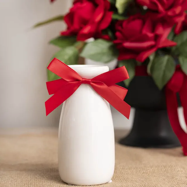 Pre-Made Bow Satin 15mm & Elastic Loop Pack 6 Red (10*8cm)