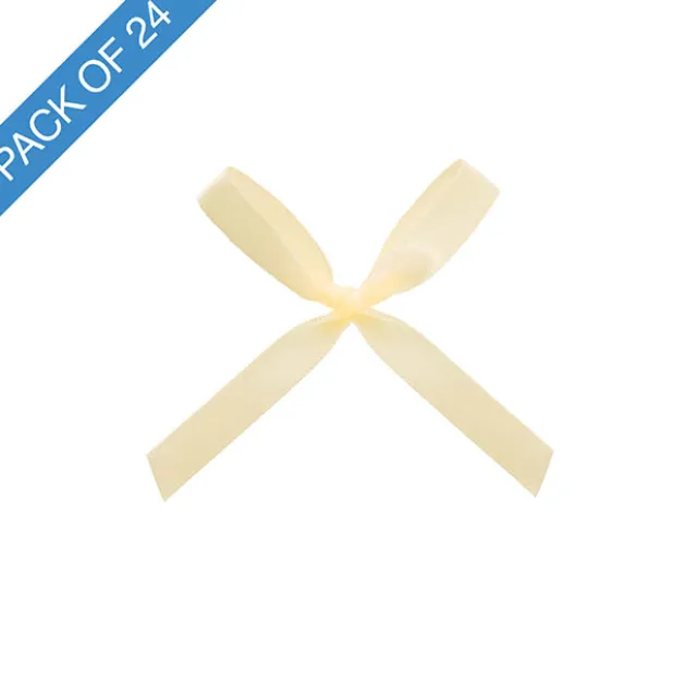 Pre-Made Ribbon Bow Double Face Satin Ivory Pk24(10mmx6.5cm)