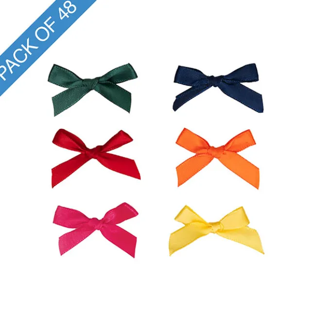 Pre-Made Ribbon Bow 10mm Satin Brights Mix Pack 48 (3.5Lcm)