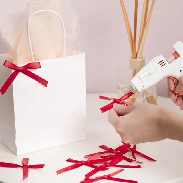 Pre-Made Ribbon Bow Double Face Satin Red Pk24 (10mmx6.5cm)