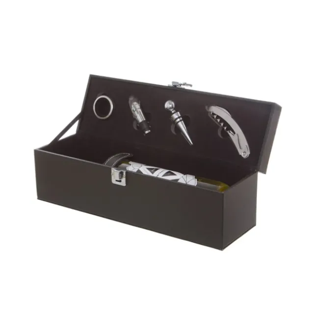 Premium Wine Box with Accessories Black (35.5x10x12cmH)