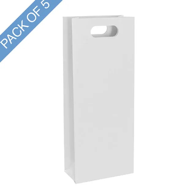 Two Bottle Kraft Wine Bag Pack 5 White (17Wx9Gx42cmH)