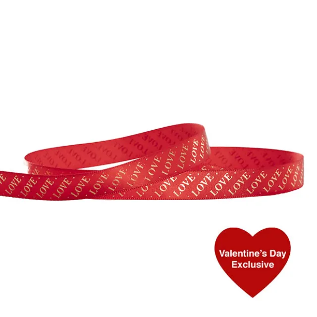Ribbon Double Face Satin Love Red Gold (15mmx20m)