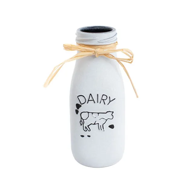 Glass Milk Bottle Village Collection White (6cmDx15.5cmH)