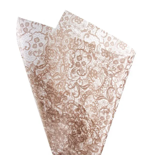 Cello Clear 40mic Lace Rose Gold 100 Pack (50x70cm)