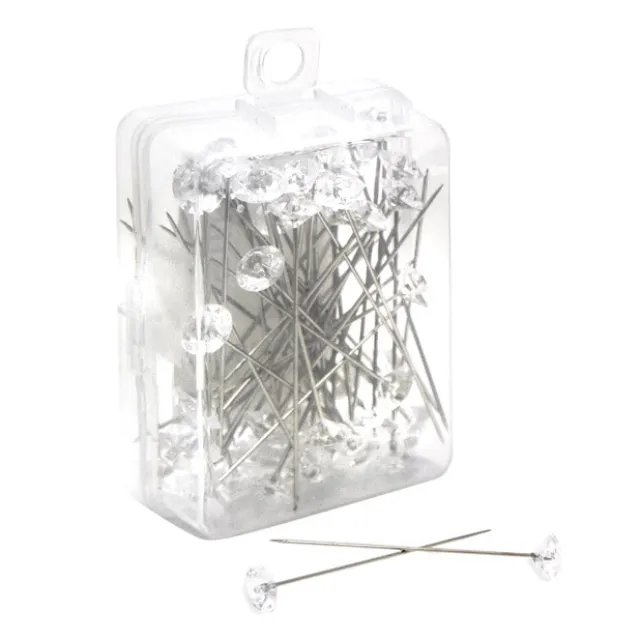 Diamond Head Pins Pack 50 Clear (8mm x 5.2cm)