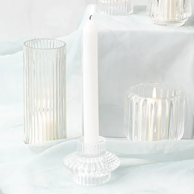 Glass Craft Ripple 2 in 1 Candle Holder Clear (8x5.6cmH)
