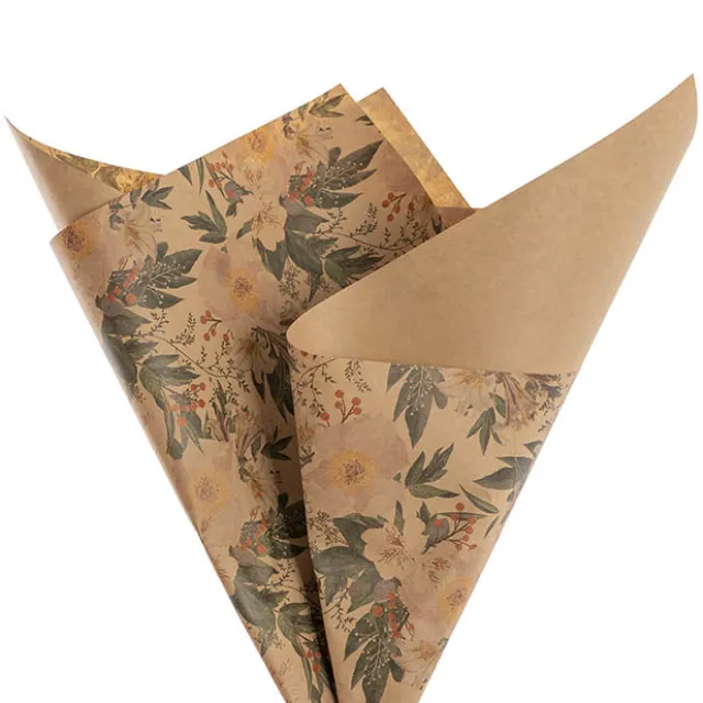 Kraft Paper Peony & Lilly 80gsm Brown Pack 100 (50x70cm)