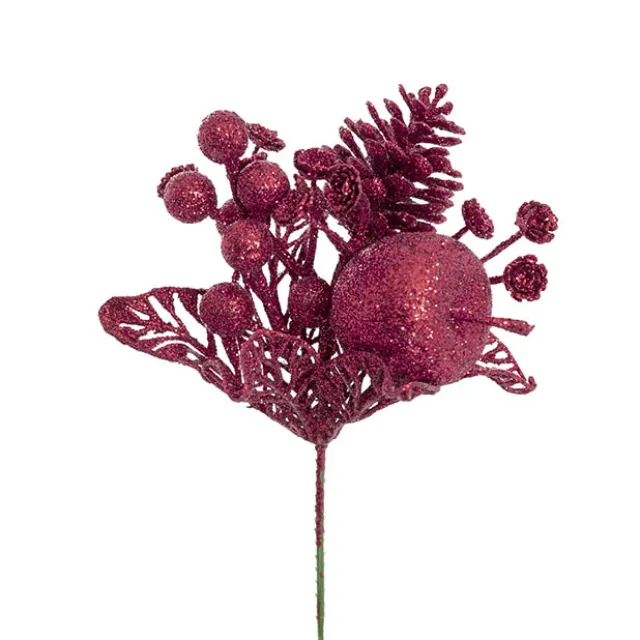 Apple Berries & Pinecone Christmas Pick Wine (26cmH)