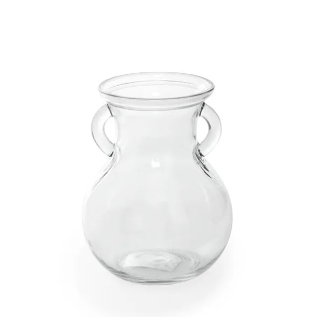 Glass Ginger Lily Vase With Handle Clear (9X12X15cmH)