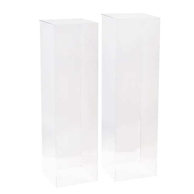 Square Deluxe Acrylic Plinth Set 2 Clear (29x100cmH)
