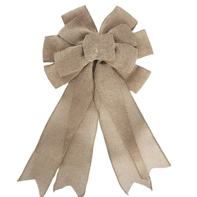 Pre-Made Bow Ribon Bow Linen 10 Loops Brown (26Wx32L)