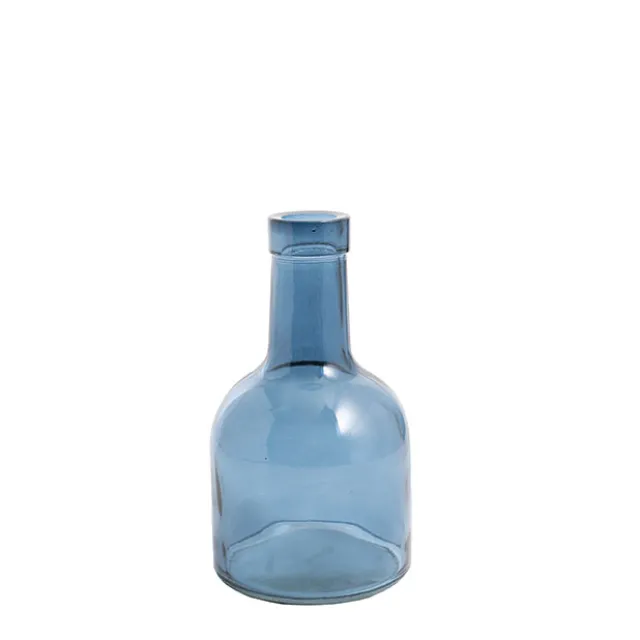 Glass Vintage Bottle Buds Vase French Blue (3TDx8.4BDx15cmH)