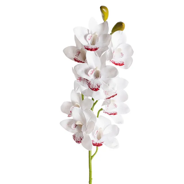 Real Look Cymbidium Orchid Spray 10 Flowers White (93cmH)