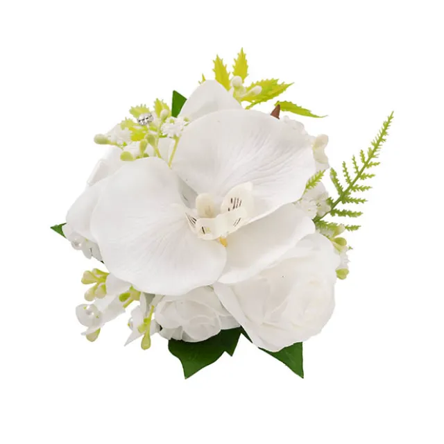 Real Touch Orchid & Rose Corsage Bracelet in Box White(12cmH