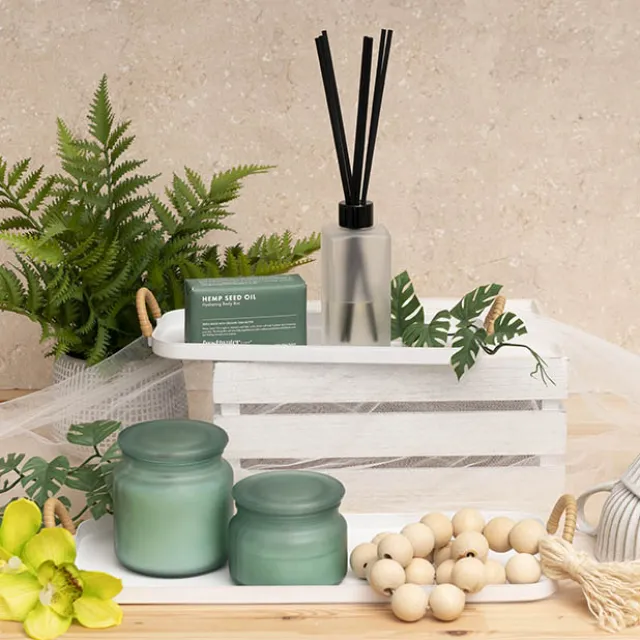 Rectangle Tray w Handle Metal Set 2 White (32cmL & 43cmL)